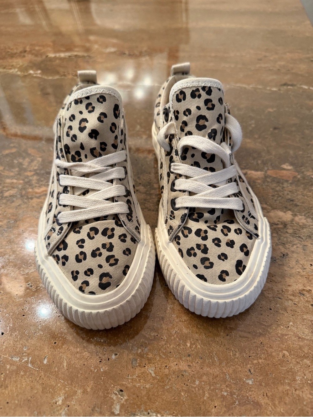 Girls Zara Leopard Print Canvas Sneakers Size 2-2.5